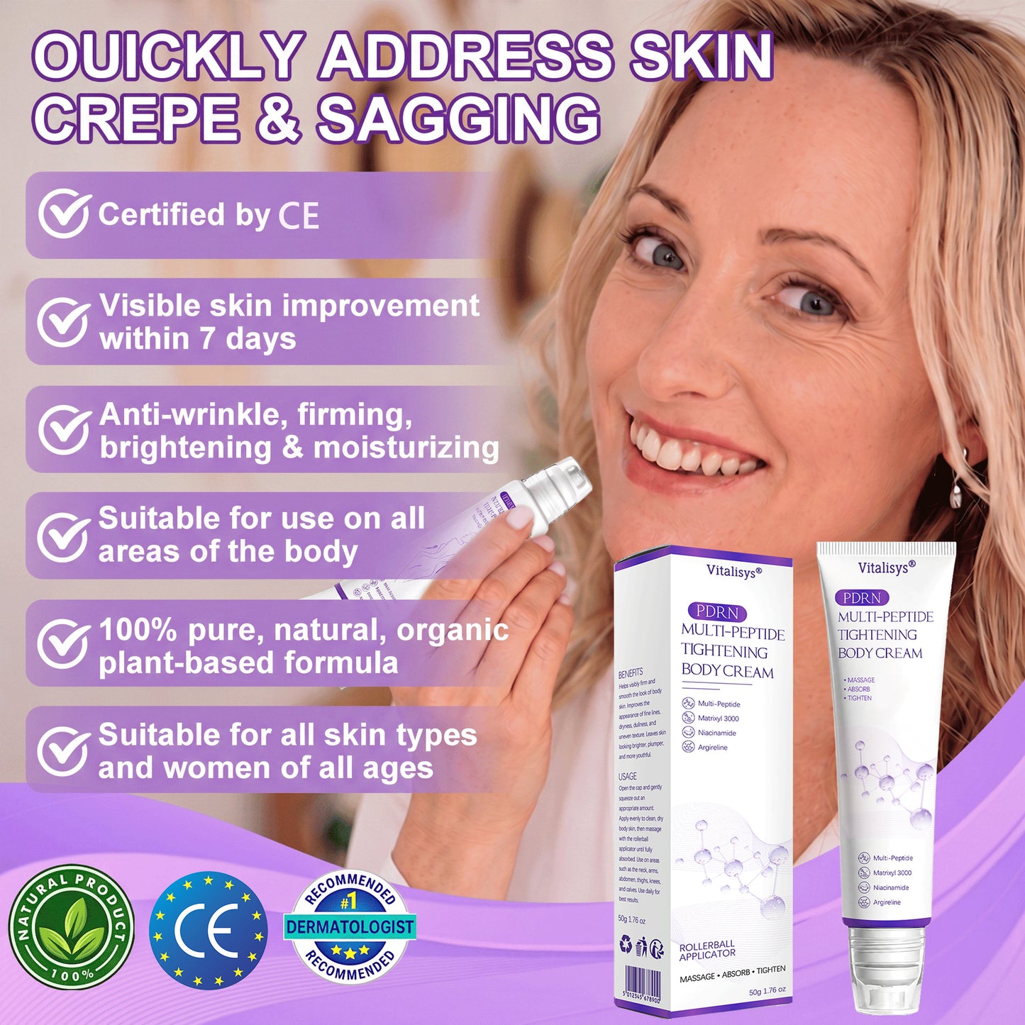 Enjoy an exclusive 30% discount:Vitalisys® 🍈PDRN Multi-Peptide Massaging Body Roller Cream- Anti-aging, Hydrating, Skin Firming & Lifting, Skin Repair, Even Tone, Acne and Dark Spot Treatment, Wart and Mole Removal, and Psoriasis Relief.