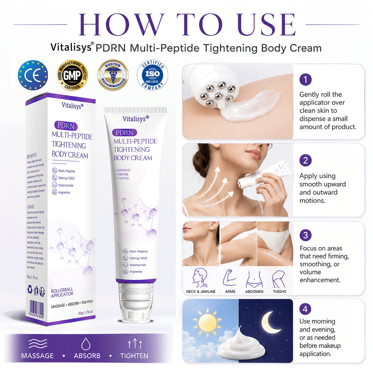 Enjoy an exclusive 30% discount:Vitalisys® 🍈PDRN Multi-Peptide Massaging Body Roller Cream- Anti-aging, Hydrating, Skin Firming & Lifting, Skin Repair, Even Tone, Acne and Dark Spot Treatment, Wart and Mole Removal, and Psoriasis Relief.
